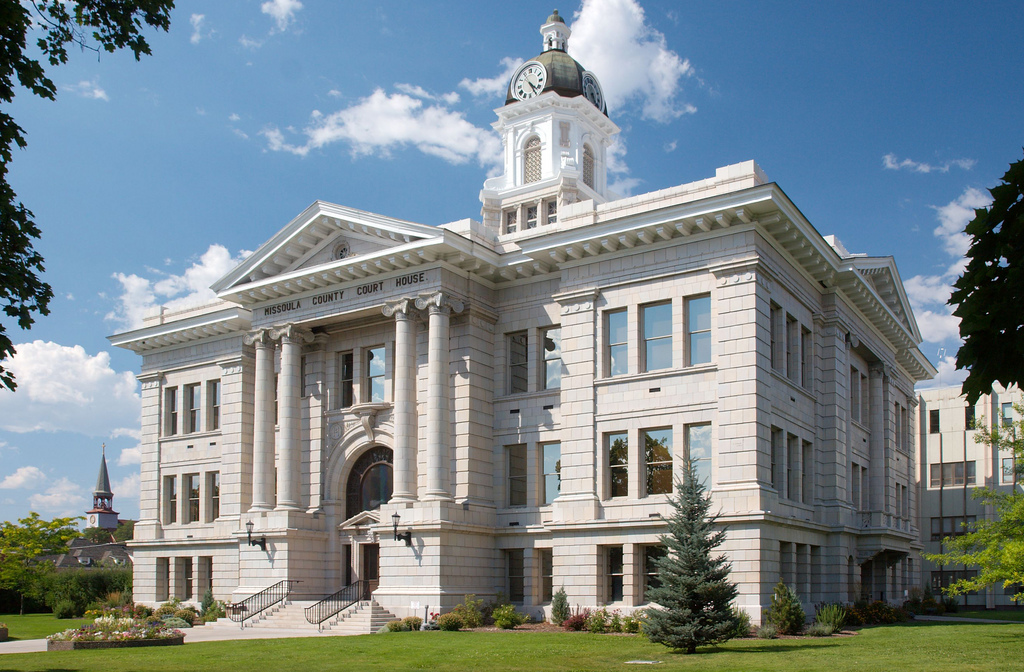 The Missoula County Courthouse is located in Missoula, Montana, picture lights by hogarth lighting