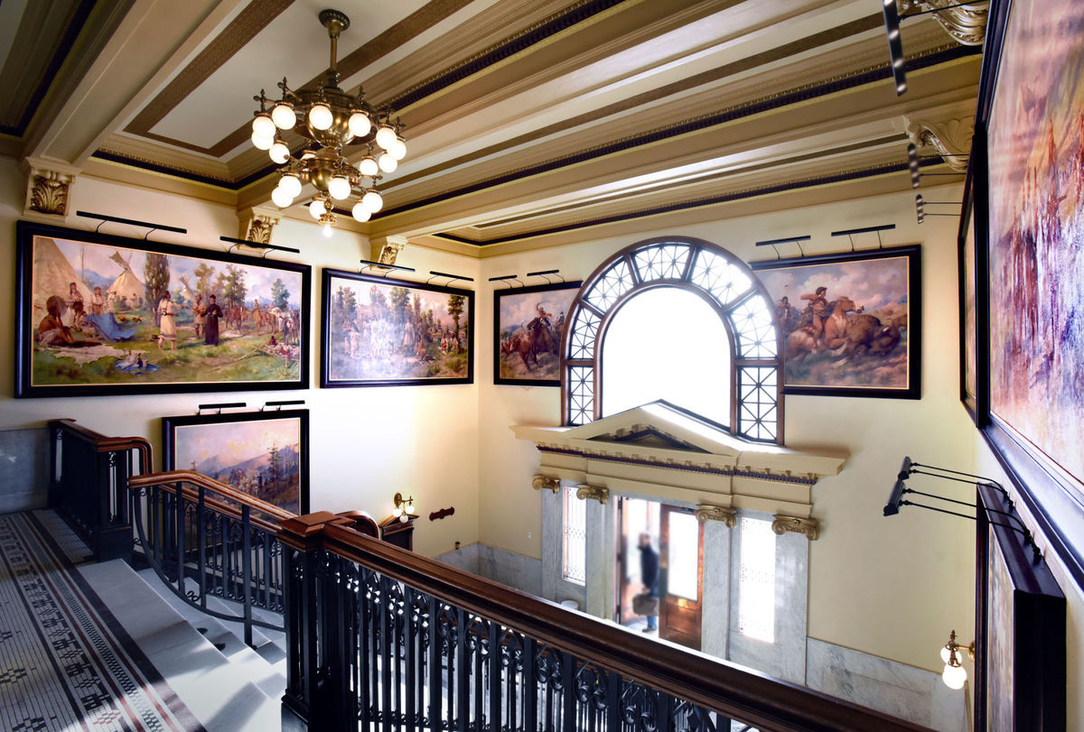 Missoula, Montana, USA, America. Picture Lights by Hogarth for the newly renovated Courthouse