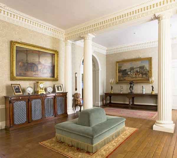 weston park paintings using long contemporary picture lights by Hogarth