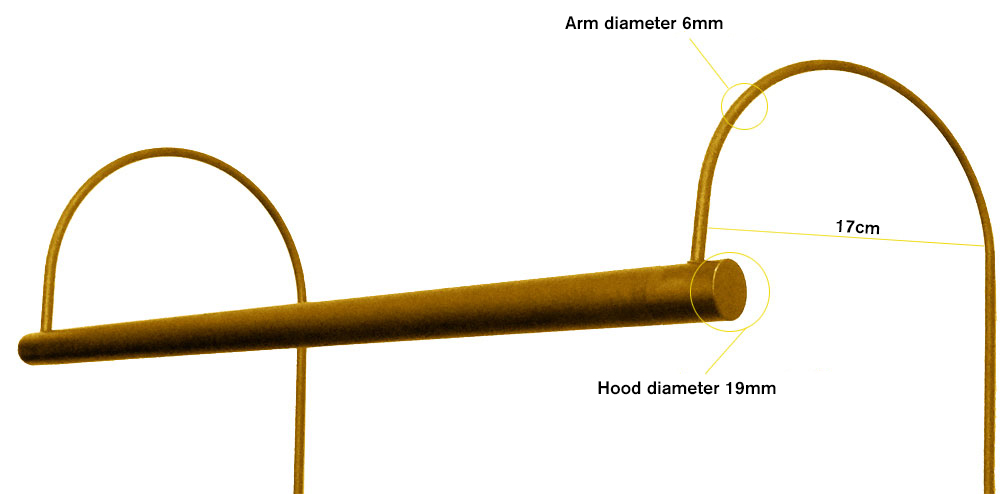 classic picture light in profile with measurements