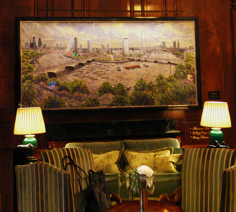 contemporary picture light at the savoy hotel, London